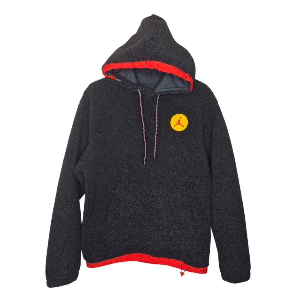 Jordan Essentials Mountainside Statement Fleece Hoodie Mens Medium Black Red